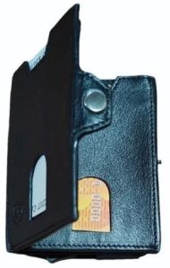 Rectangular Leather Card Holder, Color : Black