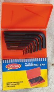 Venus Polished Chrome Vanadium Steel Allen Key Set, Color : Black