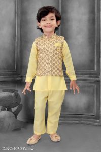 0-2 Years Boys Yellow Kurta Pajama Set