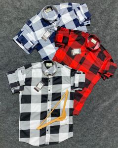 Mens Checked Lycra Shirt