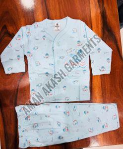 Baby Boys Sky Blue Printed Kids Nightwear Set