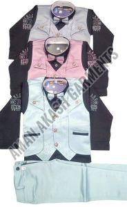 Multicolor Boy Five Piece Coat Pant Set