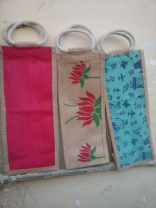 Printed Jute Bottle Bag, Handle Type : Loop Handle