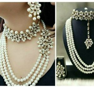 Polished Artificial Pearl Necklace Set, Packaging Type : Box