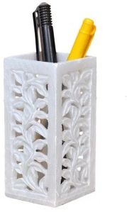 Plain Polish Marble Pen Holder, Packaging Type : Box