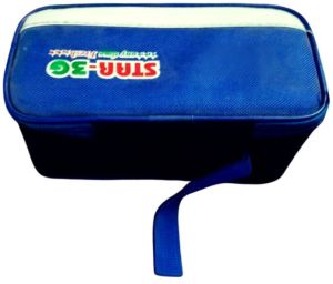 Polyester Insulated Lunch Box Bag, Color : Blue & White for Food Packaging