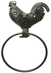 Cock Black Antique Iron Towel Ring