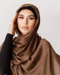 Plain Women Silk Hijab, Color : Brown