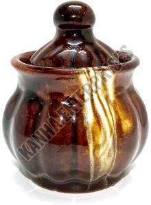 Polished Printed Ceramic Kamrak Shape Pot For Home Decor