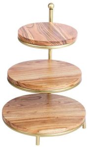 3 Tier Wooden Cake Stand For Restaurant, Hotel, Bar