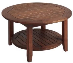 Polished Brown Wooden Round Table