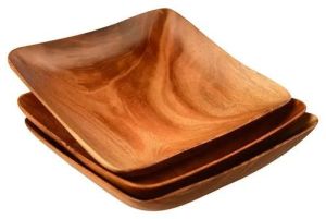 Brown Wooden Square Plate