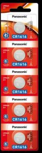 Panasonic CR1616 Lithium Coin Batteries  CR-1616/5BE