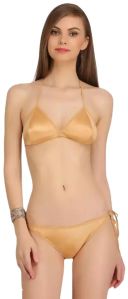 2 Pieces Bikini Style Bra Panty Set-golden