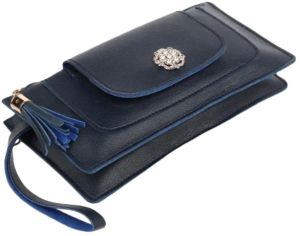 Blue Faux Leather Casual Clutch Purse