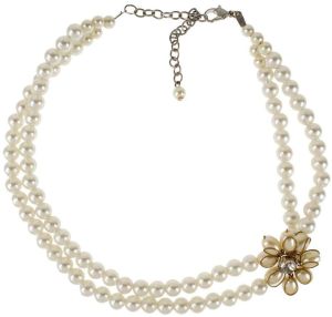 Double Layered White Pearl Chain Necklace