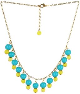 Green Yellow Pearl Beads Chain Necklace