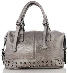 PU Leather Handbag In Silver