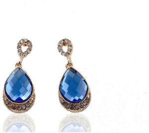 Resin Stone Teardrop Earring In Blue