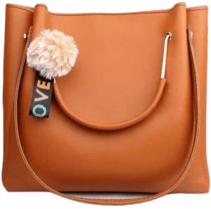 Solid Faux Leather Handheld Hand Bag In Orange