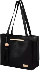 Solid PU Leather Women Hand Bag-black