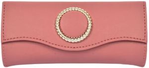 Solid PU Leather Women Hand Clutch In Pink