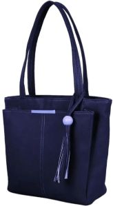 Solid Stylish Handheld Tote Bag In Navy Blue