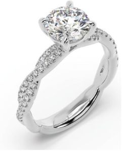 Criss Cross Lab Grown Diamond Round Cut  Solitaire Ring