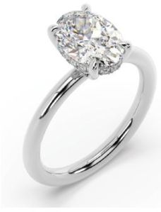 Lab Grown Diamond Oval Cut Plain Shank Solitaire Ring