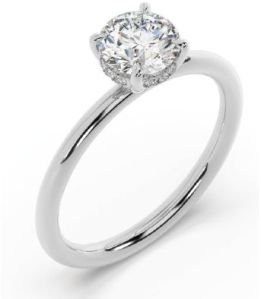 Lab Grown Diamond Round Cut Plain Shank Solitaire Ring