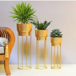 Set Of 3 Modern Metal Planter Stand