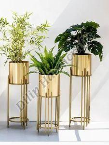 Golden Round 3 Tier Metal Planter Stand