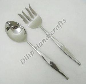 Polished Stainless Steel Spoon and Fork Set For Home