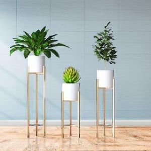 White Round 3 Tier Metal Planter Stand