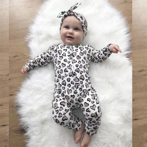 Baby Girl Leopard Print Romper with Headband