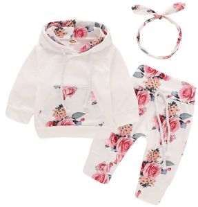 95%Cotton + 5%Polyester Girls Printed Hooded Tracksuit, Age Group : 0-24 Months