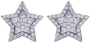 10kt White Gold Round Diamond Star Shape Earrings In For Women