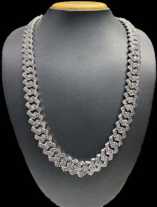 Silver Cuban Round Diamond Hip Hop Chain For Rapper