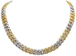 Diamond Cuban Link Chain In Sterling Silver Studded With Moissanite Diamond VVS1 Clarity