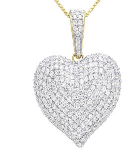 Heart 10k Yellow Gold Round Diamond Pendant