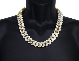 Men's Diamond Cuban Chain In Sterling Silver Yellow Gold Plated