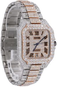 Moissanite Studded Diamond Roman Pave Dial Watch