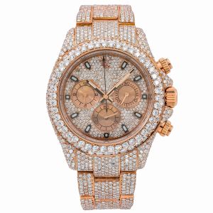 Rolex Oyster Perpetual Day-date Diamonds Studded Bezel Rose Dial Watch