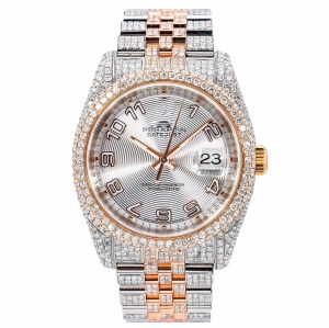 Rolex Rose &AMP;AMP; Silver Tone Diamond Studded Watch