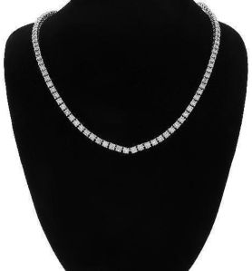 Sterling Silver White Gold Plated Moissanite Diamond Tennis Chain