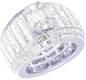 White Gold Lab Grown Diamond Ring In Baguette Shape Diamond