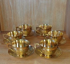 Jyoti Enterprises Brass Cup Plate 6 Set