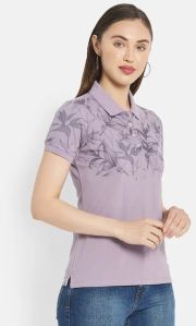 Ladies Printed Polo T Shirt