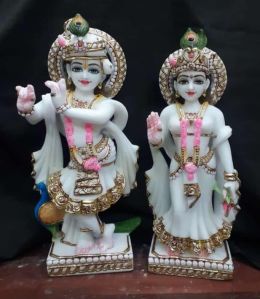 Polished Marble Radha Krishna Statue