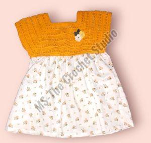 Designer Cotton Crochet Baby Girl Frock, Technics : Handmade